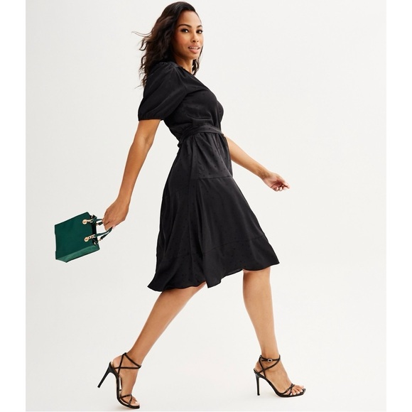 NWT Draper James Hi-Lo Midi Wrap Dress Black Size XL - Picture 4 of 5